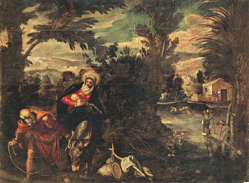 TINTORETTO, Jacopo Flight into Egypt France oil painting art